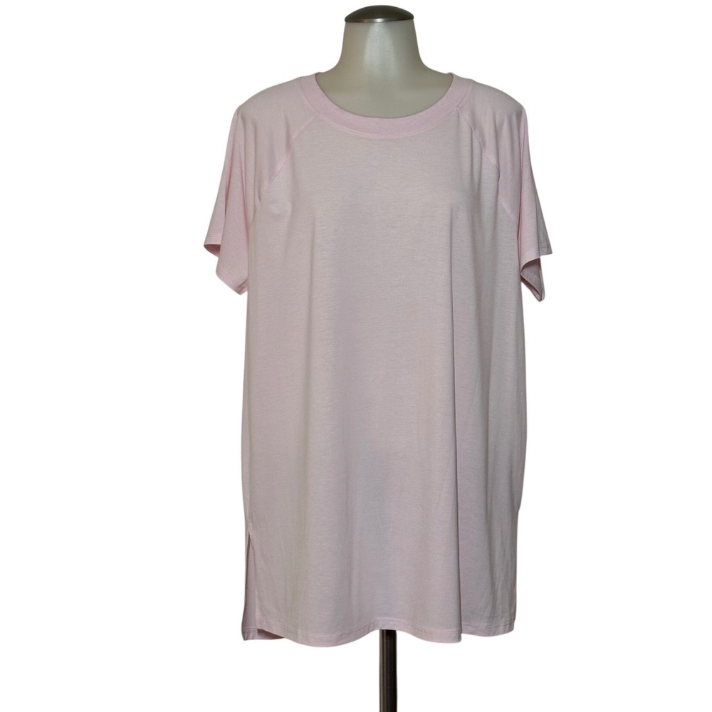Tek Gear Workout Shirt Womens XL Pink Raglan Side Slit Athletic Top Like New